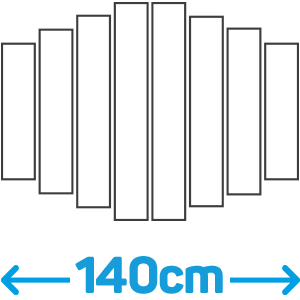 Symmetrisch 140cm + blinde montage