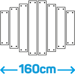 Symmetrisch 160cm + RVS afstandhouders